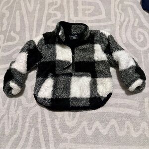 Little Bipsy Black and White Plaid Sherpa Quarter Zip 12-18m